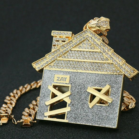 14k Gold House 20" Cuban Chain + Pendant